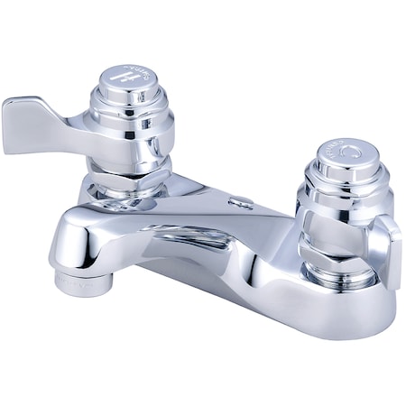 Self-Close Two Handle Bathroom Faucet, NPSM, Centerset, Polished Chrm